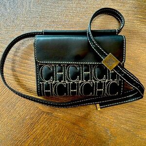CARROLINA HERRERA Belt purse with stitched CH initials. leather, good condition